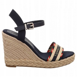 Tommy Hilfiger Corporate Webbing Sandaler med høj kile W FW0FW06295 blå