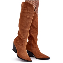 Moderigtige ruskind Camel Delia Cowboystøvler brun