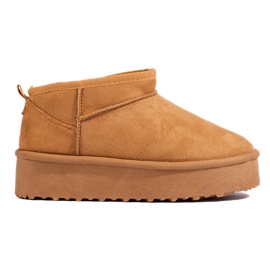 Shelovet camel korte platform snestøvler brun