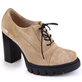 Filippo W PAW473B beige lædersko med høj hæl og platform