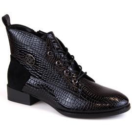 Filippo W PAW478A patentisolerede croco ankelstøvler, sorte