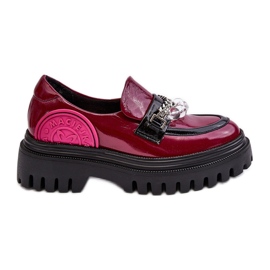 Dekoreret Chunky læder damesko Maciejka 06294-15 Fuchsia lyserød