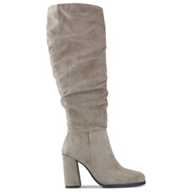 Dame ruskindsstøvler, mørk beige
