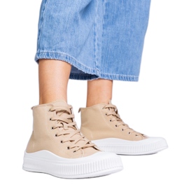 Mørkebeige platformssneakers fra Guerrino