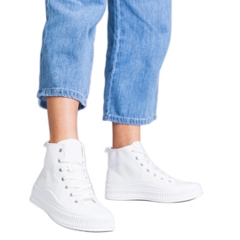 Hvide sneakers med høj platform fra Guerrino