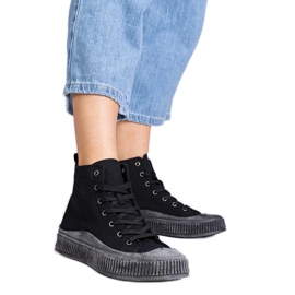 Sorte high platform sneakers fra Guerrino