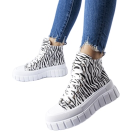 Høj platform sneakers med zebra mønster Fiave hvid