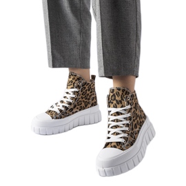 Brune platformssneakers med leopardprint fra Fiave