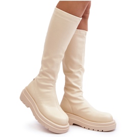 Platformstøvler til kvinder med lynlås GOE MM2N4067 Lys Beige