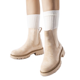 Beige isolerede støvler med Taunton rhinestones