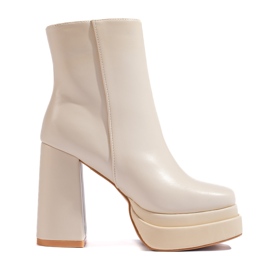 Shelovet creme højhælede ankelstøvler beige