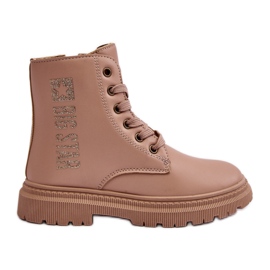 Børne læder varme støvler Big Star MM374154 Beige