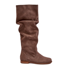 Knæhøje ruskindsstøvler til kvinder Maciejka 05790-04 Beige