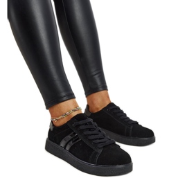 Sorte sneakers med snøre i ruskind
