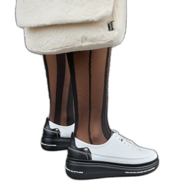 Sort og hvid læder wedge sneakers Piano