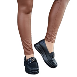 Sorte wedge loafers med Vigolo spænde