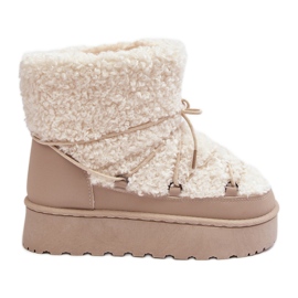 Snøstøvler med snøre til kvinder med tyk sål, Beige Loso