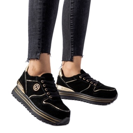 Sorte og guld Therrien ruskind sneakers