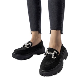 Sorte Crescenzo loafers med rhinsten