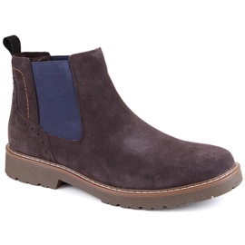 Chelsea-støvler i læderruskind til mænd, brun slip-on Filippo MBT5003