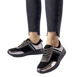 Sorte og grå lædersneakers fra Castelfidardo