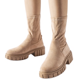 Beige Montefusco slip-on ankelstøvler i øko ruskind