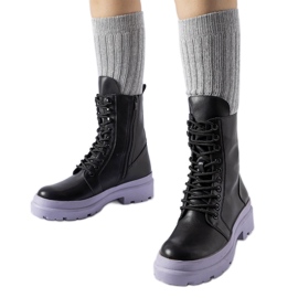 Sorte sneakers med farverig Quennie-sål