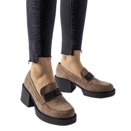 Brune loafers med massiv blokhæl Harrisburg