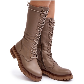 Dame mid-calf snørestøvler Beige Elavettsa