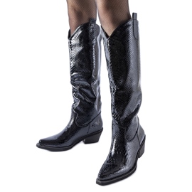 Sorte patentisolerede Chapin cowboystøvler