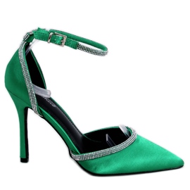 Højhælede pumps med cubic zirconia Conway Green grøn