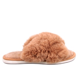 Parris Camel tøfler med krydsrem brun