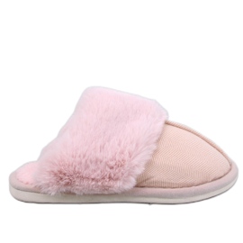 Allens Powder Pink sildebens tøfler med pels lyserød