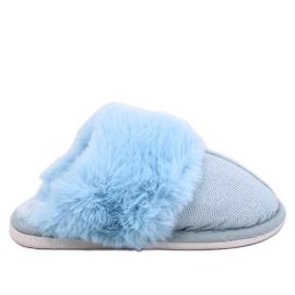 Sildebens tøfler med pels Allens Blue blå