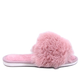 Kemars Pink pels hjemmesko med åben tå lyserød