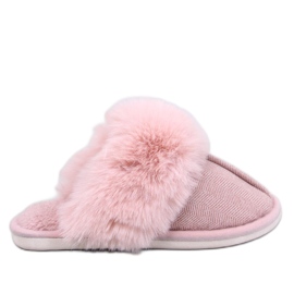 Skeen sildebens tøfler med pels, Powder Pink lyserød
