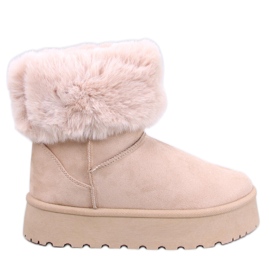 Tayna Beige platform snestøvler med pels