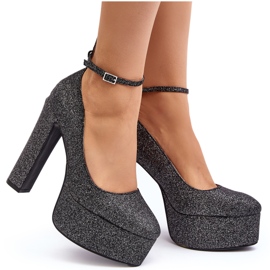 Sort Mommoi Glitter højhælede pumps