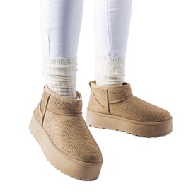 Beige snestøvler med Sonora rhinestones