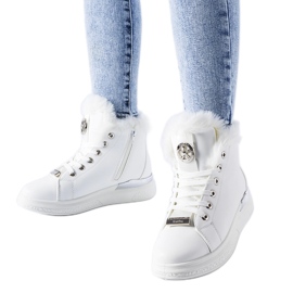 Hvide sneakers med hvid Lubriano-pels