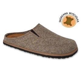 Inblu herretøfler med læderindsats 155M025 beige