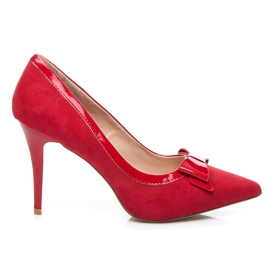 Belle Women Elegante pumper med sløjfe rød