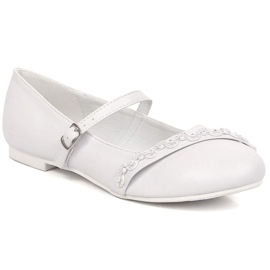 American Club Jr AM915 hvide balletlejligheder med cubic zirconia