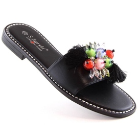 Komfortable S.Barski Kv W OLI216A sorte flip-flops med perler
