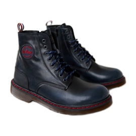 Marineblå naturlædersko Lee Cooper LCJP-20-01-014