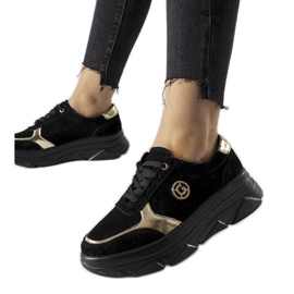 Sorte lædersneakers med Galileo rhinestones