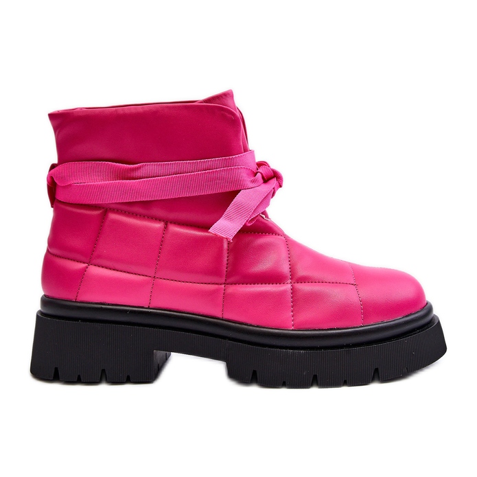 Dame ankelstøvler med quiltning og snøring Pink Bizzanti lyserød