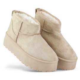 Beige platform snestøvler