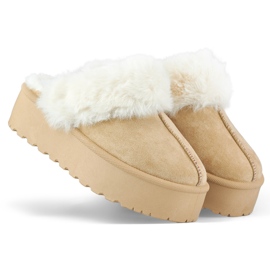 Beige platform hjemmesko til kvinder