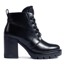 W. Potocki Potocki sorte højhælede ankelstøvler til kvinder